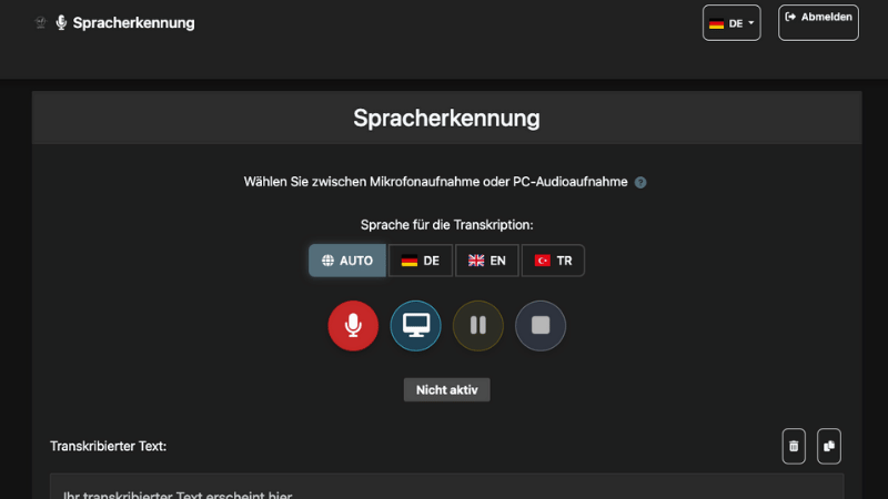 Transkript-Service Screenshot